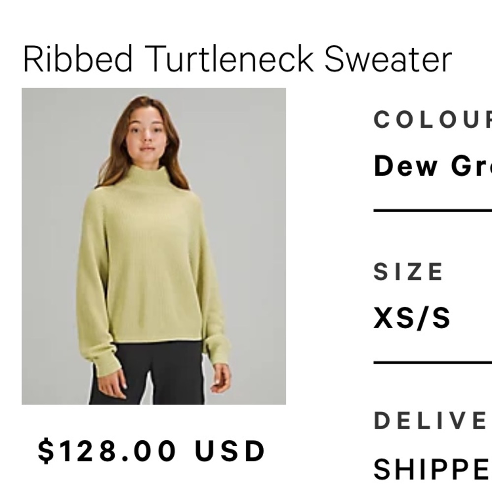 Lululemon ribbed turtleneck sweater
